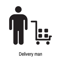 Delivery man icon vector sign and symbol isolated on white background, Delivery man logo concept