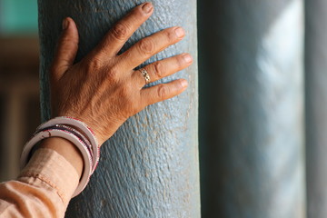 Indian old age lady hand