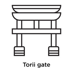 Torii gate icon vector sign and symbol isolated on white background