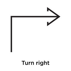 Turn right icon vector sign and symbol isolated on white background, Turn right logo concept