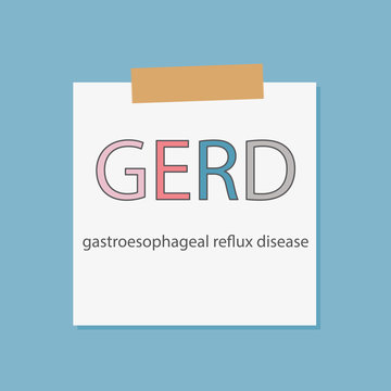 GERD Gastroesophageal Reflux Disease written in a notebook paper- vector illustration