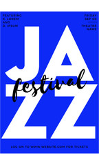 Typography Vector Design of musical flyer Jazz festival. Music poster background festival brochure flyer template. 