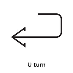 U turn icon vector sign and symbol isolated on white background, U turn logo concept