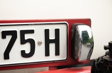 License plate of a vintage vehicle