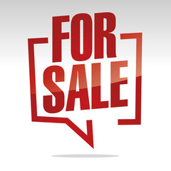For sale in brackets white red isolated sticker icon