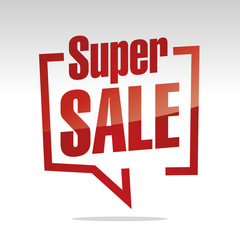 Super sale in brackets white red isolated sticker icon