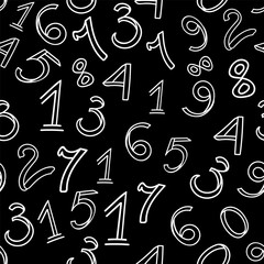 Math vector seamless pattern with handwritten digits