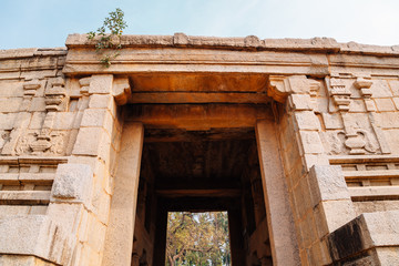 Fototapeta na wymiar Underground Siva Temple, Ancient ruins in Hampi, India