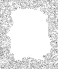 Beautiful abstract vector frame with handwritten curling lines