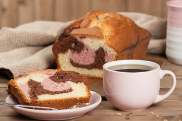 Homebaked Vanilla Chocolate Raspberry Cake. Tea.