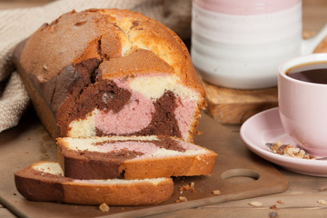 Homebaked Vanilla Chocolate Raspberry Cake. Tea.