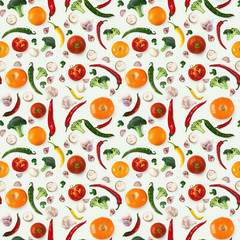 Collage of various vegetables on white background, isolated