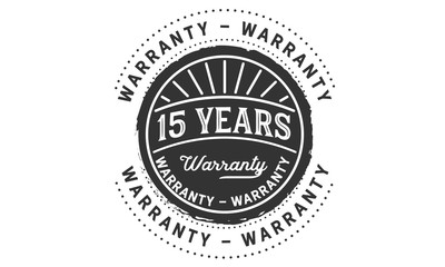 15 years warranty icon vintage rubber stamp guarantee