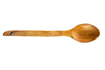 Wooden spoon on white background