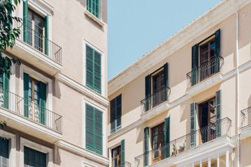 Fototapeta na wymiar Mediterranean city house facade street