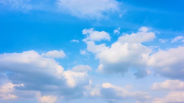 Blue sky with fast white heap clouds - 4K timelapse