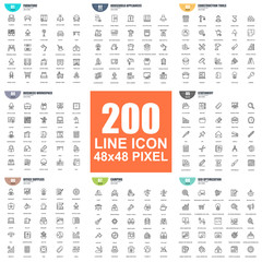 Simple set of vector thin line icons. Linear pictogram pack. 48x48 Pixel Perfect.