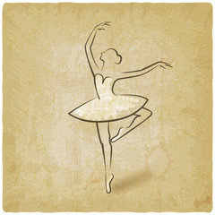 sketch ballet posture. dancing studio symbol vintage background © natbasil