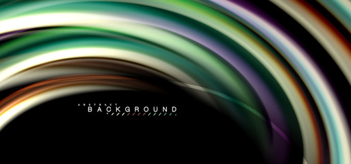 Multicolored wave lines on black background design