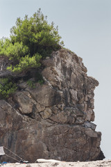 Rock on the island of Corfu depicting the figure of an Indian chief