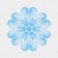 Creative light blue mandala. Kaleidoscope abstract wallpaper. Sacred geometry digital painting art. Ethnic fractal artwork. Symmetric stylish graphic design pattern. Print for fabric, textile or paper