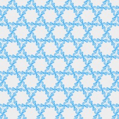 Light blue seamless pattern background. Stencil for printed matter, print on fabric or textile, clothes and ceramic. Creative template for design products decoration. Symmetric kaleidoscope wallpaper.