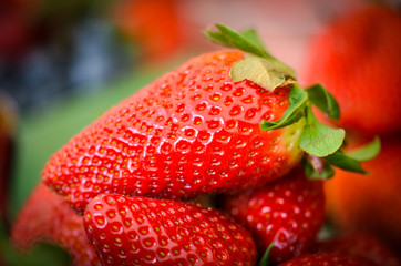 fresh fruits close up view - strawberry, blueberry, red berry, raspberry, blackberry