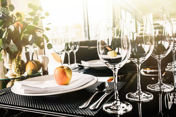 Table set for an event party or wedding reception