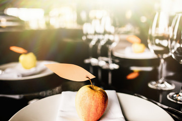 fancy table setting with wine glasses at a elegant restaurant
