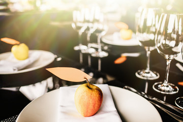 Table set for an event party or wedding reception