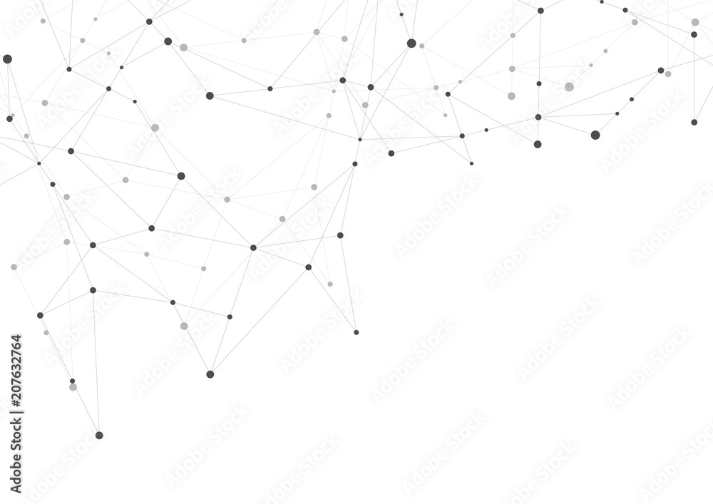 Poster Abstract connection background with lines and dots. Geometric network connection