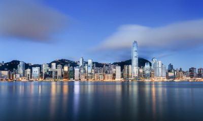 Naklejka premium Hong Kong in sunrise