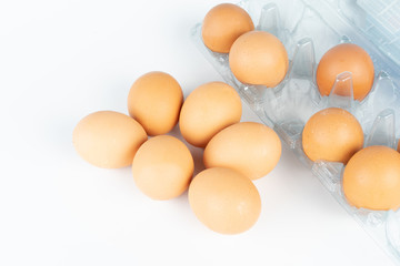 the pack of eggs in plastic packaging.