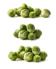 Brussels sprouts cabbage isolated on a white. Brussels sprouts cabbage on a white background. Cabbage with copy space for text. Set of Brussels sprouts.