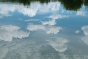 Sky reflex on the lake in nature