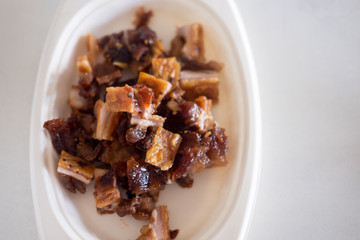 Close up fried pork belly