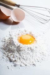 flour with egg