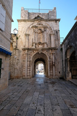 Fototapeta premium View of the Main (Land) Gate of the old town, in Korcula, Dalmatia, Croatia 