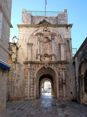 View of the Main (Land) Gate of the old town, in Korcula, Dalmatia, Croatia 
