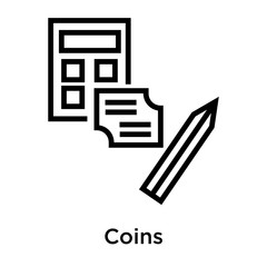 Coins icon vector sign and symbol isolated on white background, Coins logo concept
