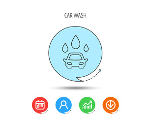 Car wash icon. Cleaning station with water drops.