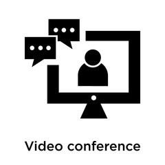 Video conference icon vector sign and symbol isolated on white background, Video conference logo concept