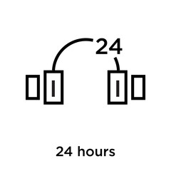 Obraz premium 24 hours icon vector sign and symbol isolated on white background, 24 hours logo concept