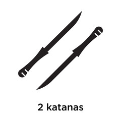 2 katanas icon vector sign and symbol isolated on white background, 2 katanas logo concept