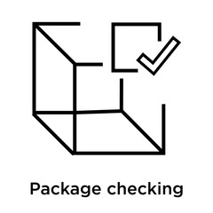 Package checking icon vector sign and symbol isolated on white background, Package checking logo concept
