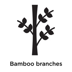 Bamboo branches icon vector sign and symbol isolated on white background, Bamboo branches logo concept