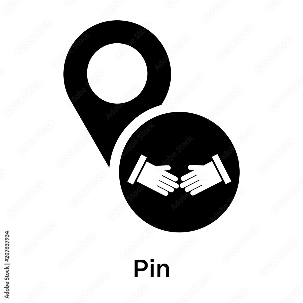 Poster Pin icon vector sign and symbol isolated on white background, Pin logo concept