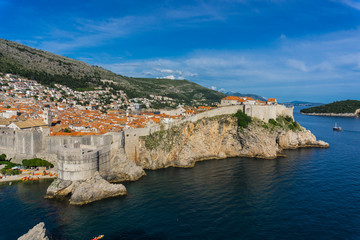 Dubrovnik coast and wall around the old city