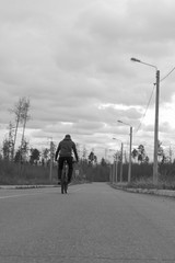 the cyclist is on the road