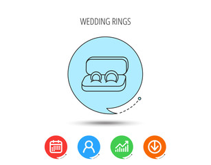 Wedding rings icon. Jewelry sign.